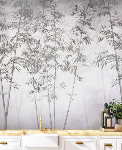 mural de papel de parede de bambu vintage