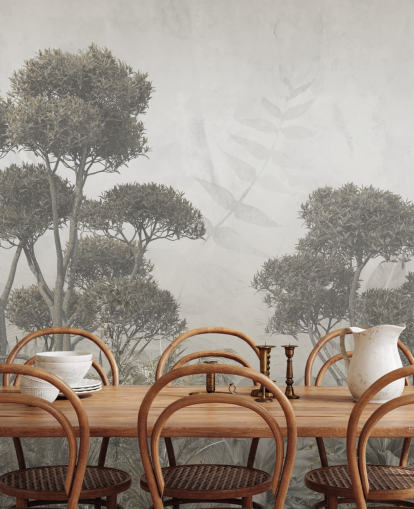 mural de pared vintage personalizable de bosque para dormitorios