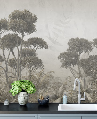 carta da parati murale vintage personalizzabile con foresta per camere da letto