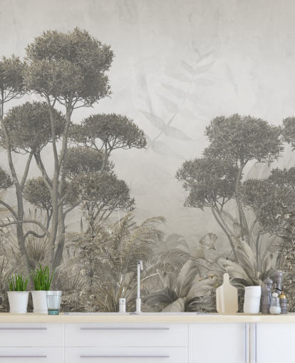 mural de pared vintage personalizable de bosque para dormitorios