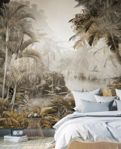 vintage jungle scenic wallpaper wall mural