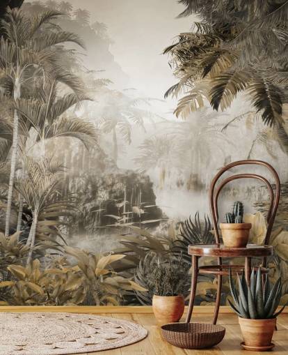 vintage jungle scenic wallpaper wall mural