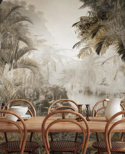 vintage jungle scenic wallpaper wall mural