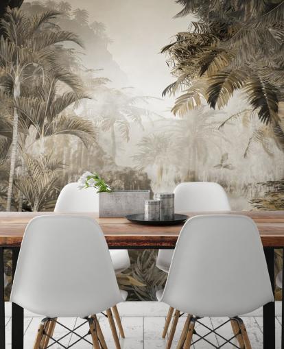 Wandbild mit Dschungel-Szenerie im Vintage-Stil Wandbild mit Dschungel-Szenerie im Vintage-Stil