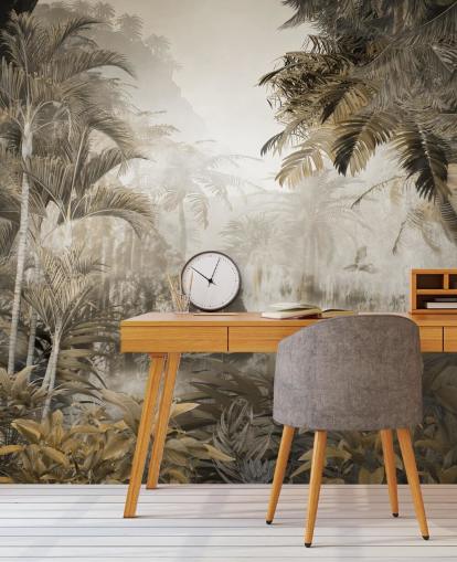 vintage jungle scenic wallpaper wall mural