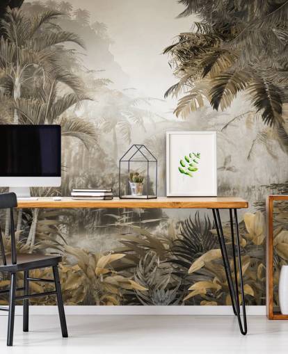 mural de pared vintage con motivos escénicos de la jungla mural de pared vintage con motivos escénicos de la jungla