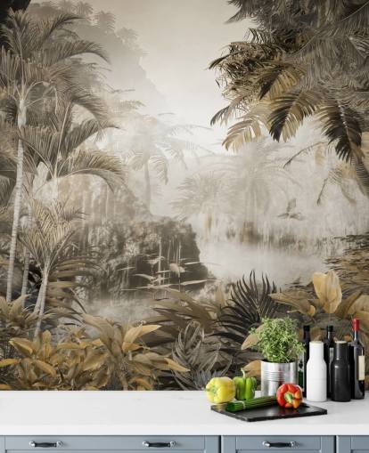 papier peint mural vintage avec vue panoramique sur la jungle