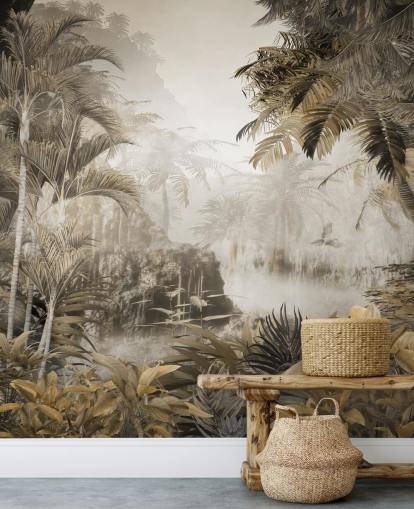 mural de parede de papel de parede cênico vintage da selva