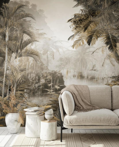 mural de pared vintage con motivos escénicos de la jungla mural de pared vintage con motivos escénicos de la jungla