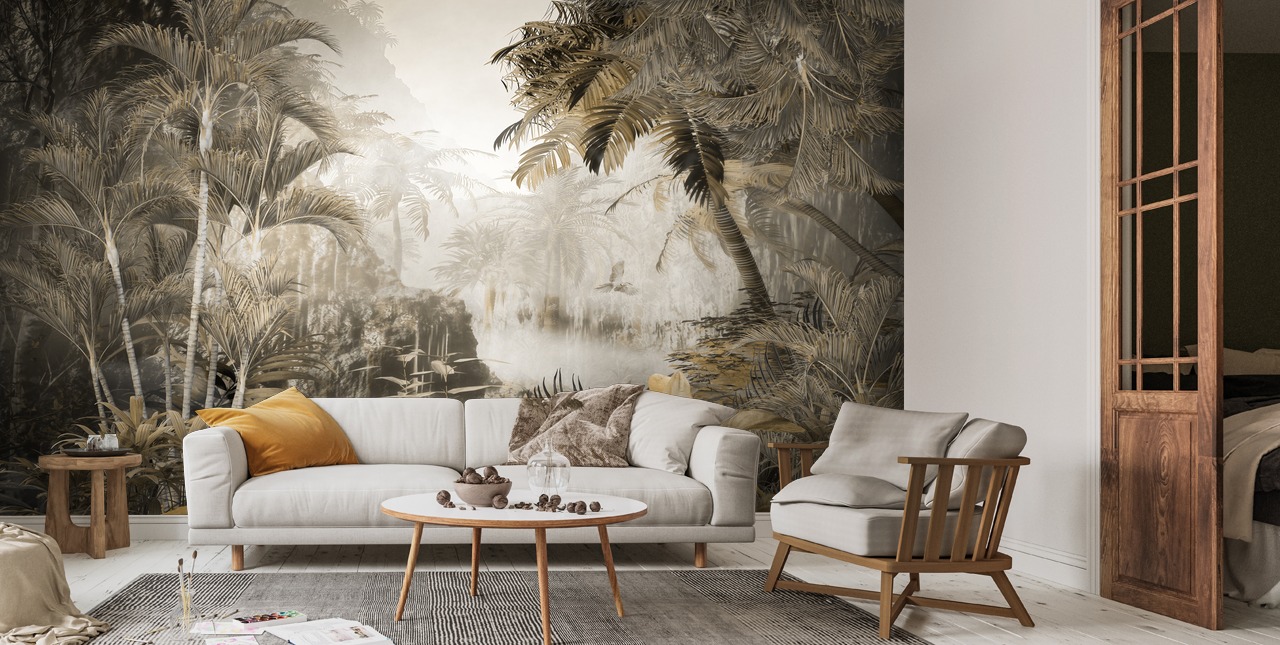 Vintage Jungle Scenery Wall Mural | Wallsauce US