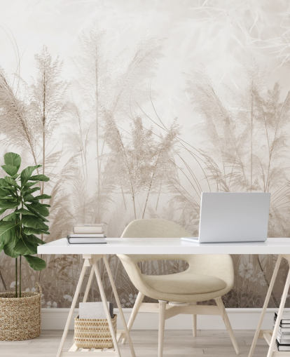 mural de pared vintage de pradera en sepia