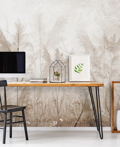 vintage sepia meadow wall mural