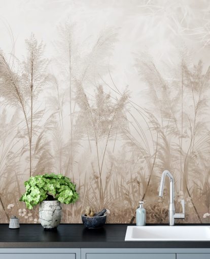 vintage sepia meadow wall mural