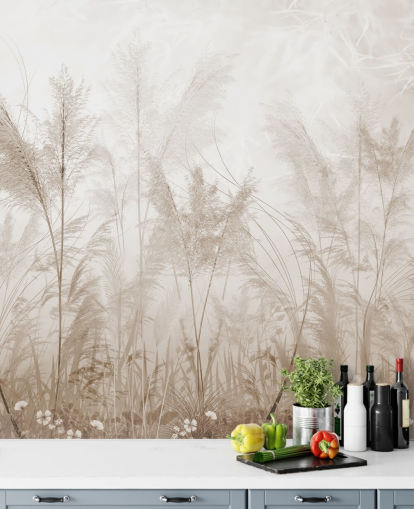 vintage sepia meadow wall mural