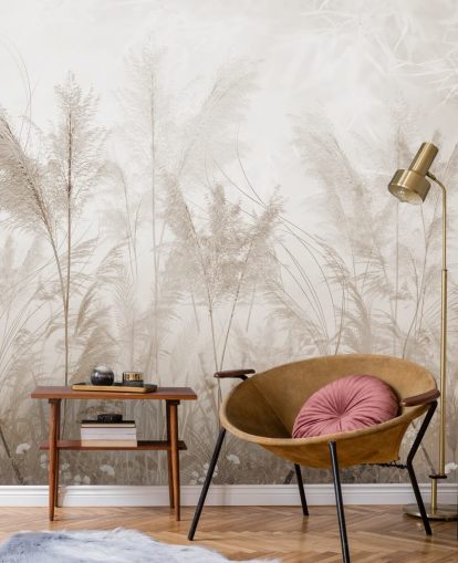 mural de pared vintage de pradera en sepia