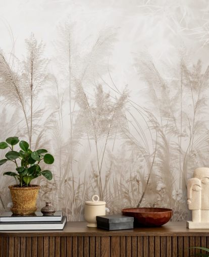 vintage sepia meadow wall mural