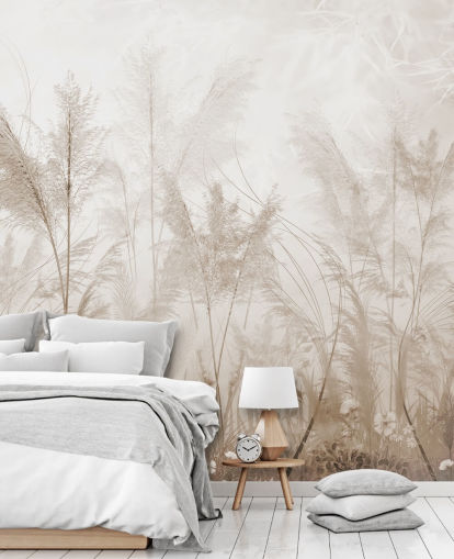 vintage sepia meadow wall mural