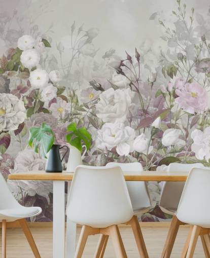 papier peint de roses grises et roses