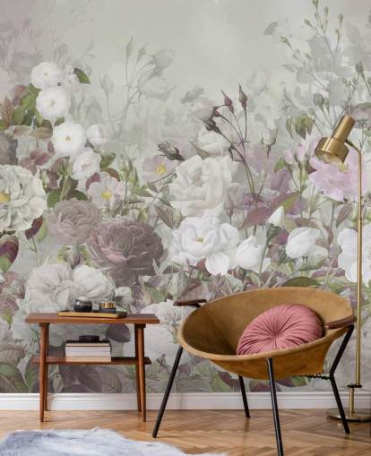 papier peint de roses grises et roses