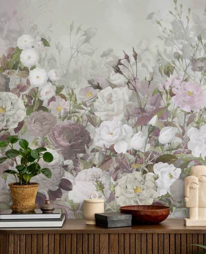 grijze en roze rozen muurschildering grijze en roze rozen muurschildering