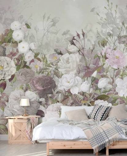 papier peint de roses grises et roses