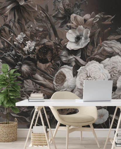 dunkles florales Wandbild mit Blumenstrauß