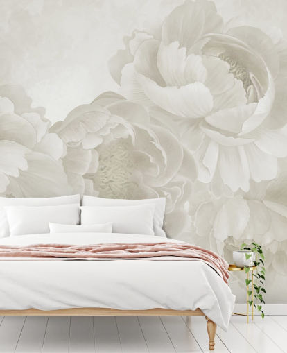 mural de papel pintado de peonías grandes en color beige mural de papel pintado de peonías grandes en color beige