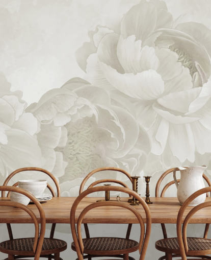 big peonies wallpaper mural in beige