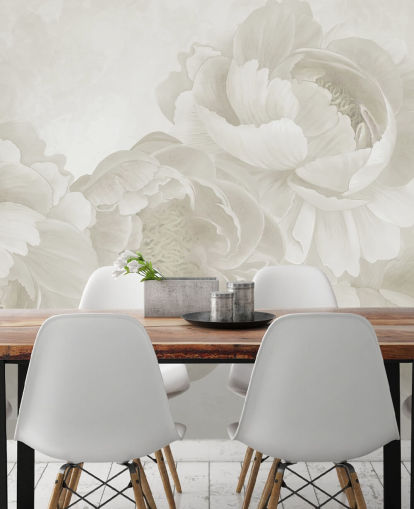 big peonies wallpaper mural in beige