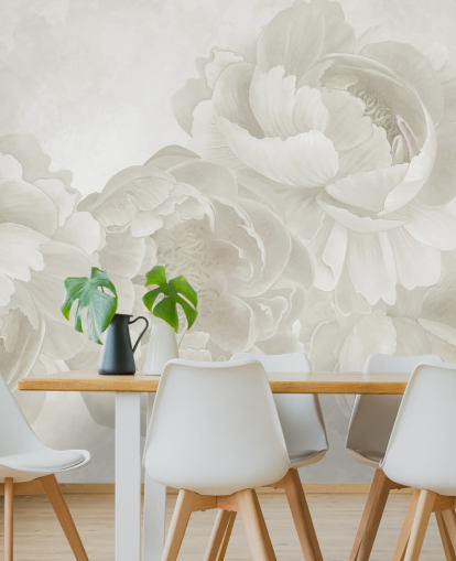 mural de papel pintado de peonías grandes en color beige mural de papel pintado de peonías grandes en color beige