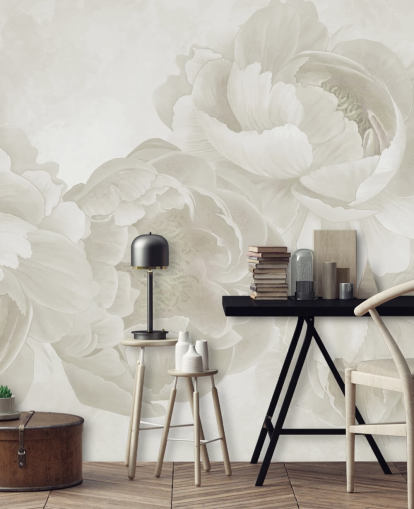 carta da parati murale con grandi peonie in beige carta da parati murale con grandi peonie in beige
