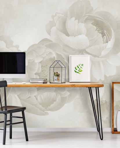 big peonies wallpaper mural in beige big peonies wallpaper mural in beige
