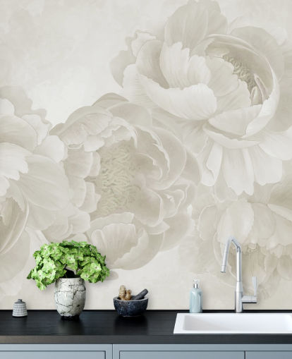 carta da parati murale con grandi peonie in beige carta da parati murale con grandi peonie in beige