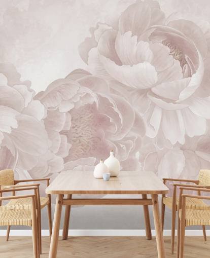blush pink customisable big peonies wallpaper mural by Marina Stupakova for bedrooms