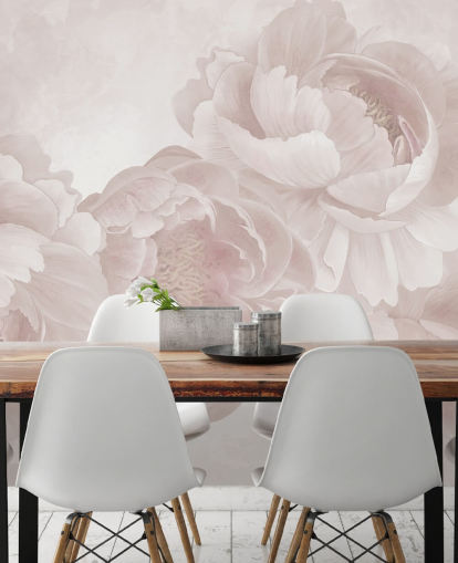 papier peint mural personnalisable de grandes pivoines rose poudré par Marina Stupakova pour les chambres