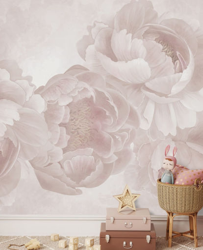 blush pink customisable big peonies wallpaper mural by Marina Stupakova for bedrooms