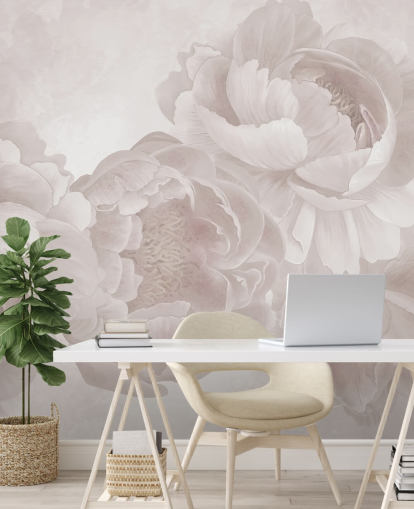 blush pink customisable big peonies wallpaper mural by Marina Stupakova for bedrooms