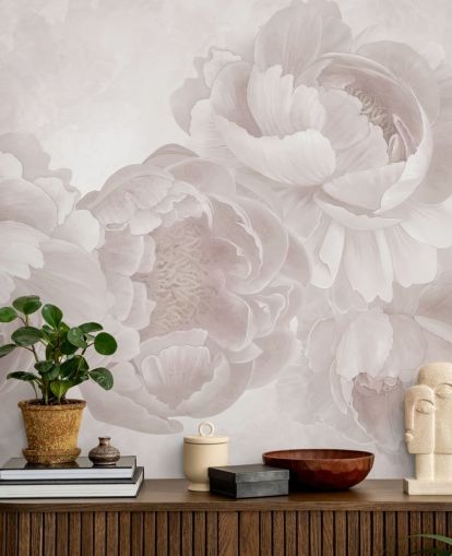blush roze aanpasbare grote pioenrozen behangmuurschildering van Marina Stupakova voor slaapkamers blush roze aanpasbare grote pioenrozen behangmuurschildering van Marina Stupakova voor slaapkamers