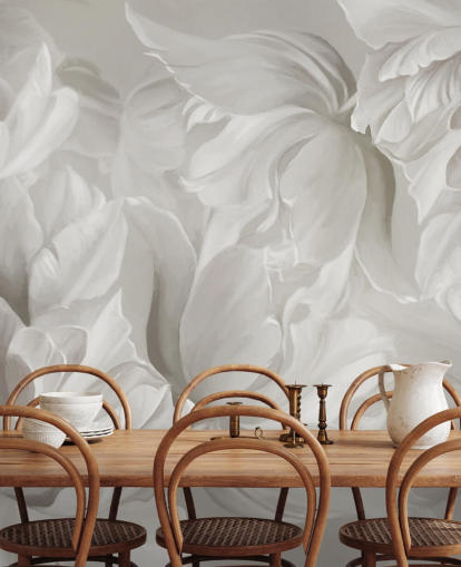 monochrome customizable tulips wall mural by Marina Stupakova for bedrooms