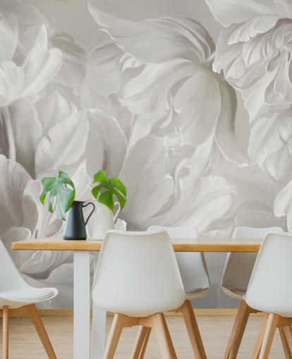 mural de pared de tulipanes personalizables monocromáticos de Marina Stupakova para dormitorios