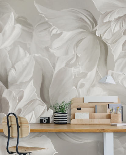 mural de pared de tulipanes personalizables monocromáticos de Marina Stupakova para dormitorios