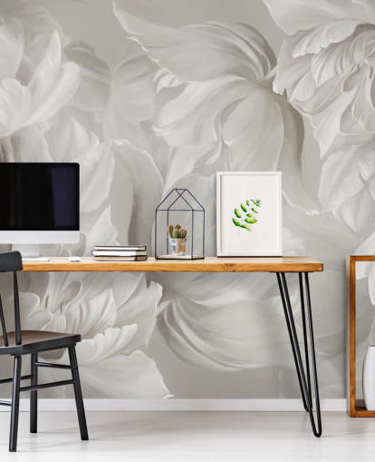 mural de pared de tulipanes personalizables monocromáticos de Marina Stupakova para dormitorios