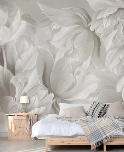 monochrome aanpasbare tulpenmuurschildering van Marina Stupakova voor slaapkamers