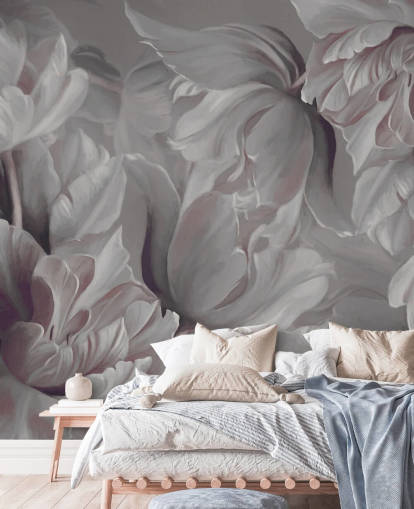 mural floral oscuro con tulipanes grandes mural floral oscuro con tulipanes grandes