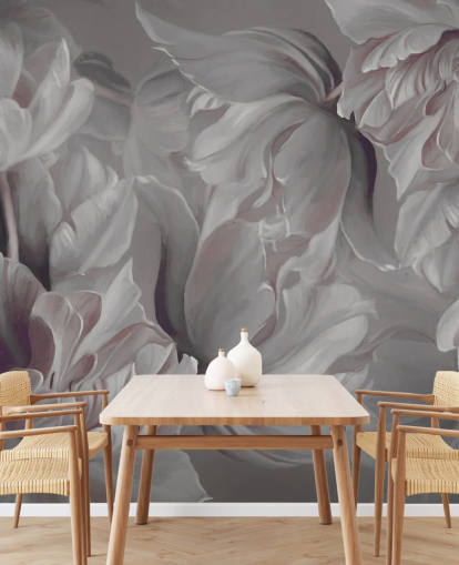 murale floreale scuro con grandi tulipani