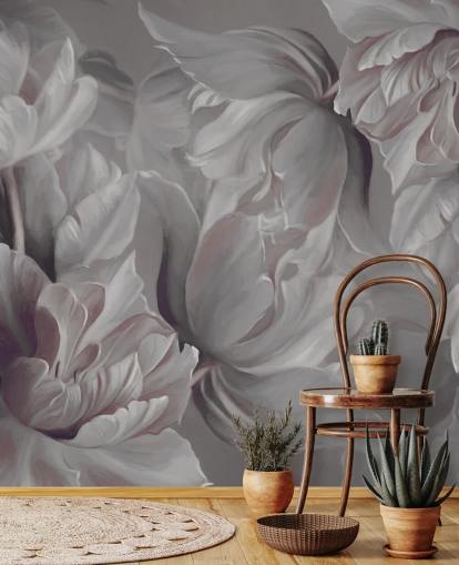 mural floral oscuro con tulipanes grandes mural floral oscuro con tulipanes grandes