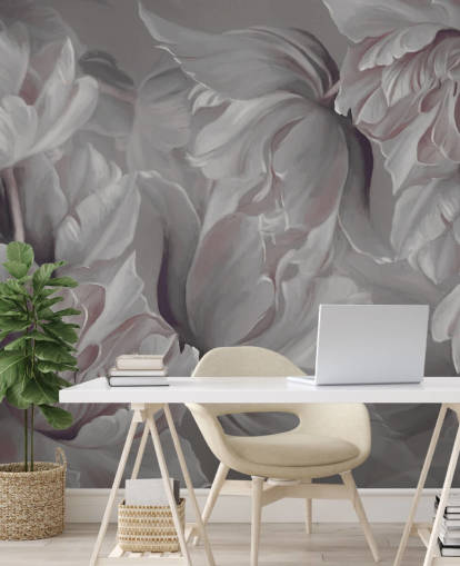 dunkles Blumenwandbild mit großen Tulpen