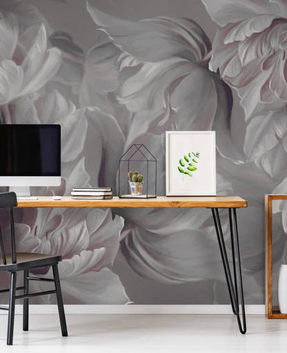 mural floral oscuro con tulipanes grandes