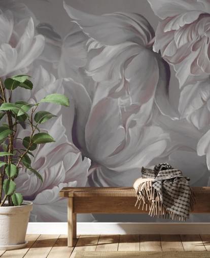 dark floral mural with big tulips dark floral mural with big tulips