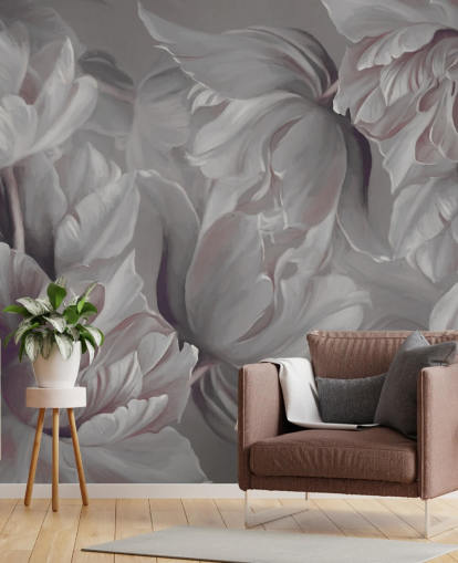 dark floral mural with big tulips dark floral mural with big tulips